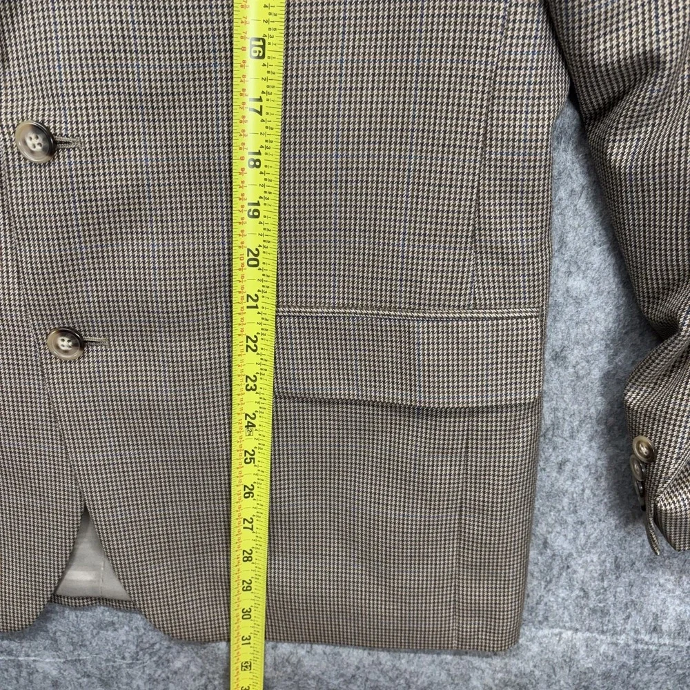 Lauern Ralph Lauren Houndstooth Blazer Men's 40R Preppy Work Sport Coat Brown